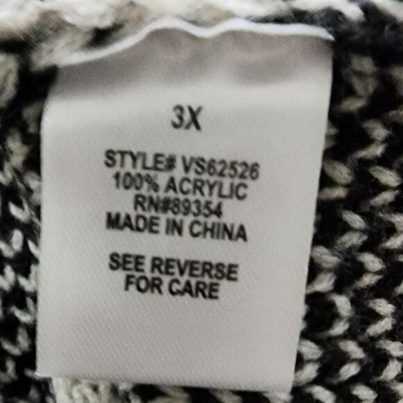 ADRIENNE‎ VITTADINI window pane plaid Jacquard fringed Cardigan plus size 3X new - Picture 5 of 7